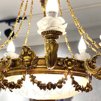 Royaleyes européen Antique en laiton pendentif lumière décor lustres exquis cire coulée Bronze suspendus bougie éclairage lampes