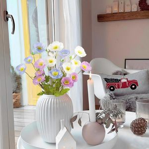 Fleur d'anémone artificielle en soie de haute qualité à 3 têtes, tige floquée pliable, pour décoration de mariage, de maison et centre de table - Product Image 6