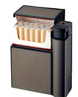 Boîte à briquet automatique en métal de luxe portable Étui à cigarettes en plastique de conception carrée avec fonction de rangement Briquet réel
