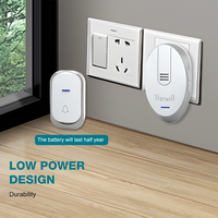 Livraison rapide, design simple, portée de 200 m, alimentation par prise et batterie, AC 110-220V, 45 sonneries, ABS, utilisation hôtelière, sonnette sans fil