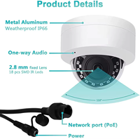 Poe Ip Kamera CCTV 5MP Überwachungs kamera Eingebautes Mikrofon/Audio Wasserdicht IP66 H.265 P2P WDR IR Nachtsicht 2,8mm Objektiv