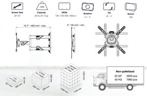 Крепление Konka hisense, полное движение, 360 градусов, вытянутый вертикальный Угловой Кронштейн-бабочка, настенное крепление для телевизора - Product Image 5