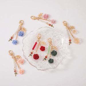 Metal Colorful 3D Camellia Rose Flower <b>KeyChain</b> Alloy Metal Resin Flower Rose <b>Keychain</b> for Purse Bag Charm Car Key Accessories - Product Image 2