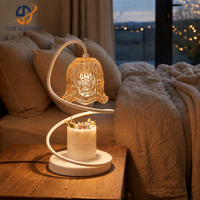 Lampe chauffe-bougie électrique esthétique avec base en bois moderne, brûleur de cire sans flamme sûr pour la décoration intérieure