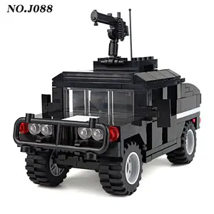 J088黑色Swatly微型3D模型车悍马士兵DIY组装动作积木儿童礼品玩具黄色悍马J087