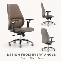 Chaise de bureau exécutive ergonomique moderne de qualité supérieure en cuir PU pivotante avec accoudoirs réglables en hauteur, chaise de patron confortable