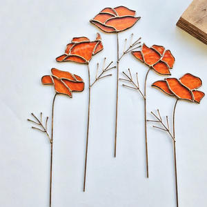 Artesanato em Vidro Colorido Art Deco Feito à Mão Painel de Flores Botânicas Decoração de Janela Artesanato em Vidro - Product Image 3