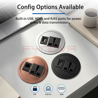 Prise de courant encastrée ronde pour table avec USB Type-C et prises multiples dissimulées pour bureau, table de conférence, mobilier