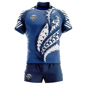 Kustom personalisasi ukuran besar 5xl kaus rugbi grosir desain mode sublimasi kaus rugby muda