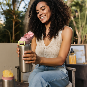 350ml thiết kế mới 304 thép không gỉ trẻ em nước uống chai đôi tường chân không cách nhiệt <span class=keywords><strong>Flask</strong></span> với <span class=keywords><strong>2</strong></span> trong 1 mềm rơm Nắp - Product Image 6