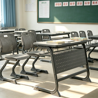 Bureau d'écolier double réglable en hauteur, ergonomique et durable, pour écoles primaires et secondaires - Vente en gros usine