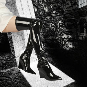 Bottes d'hiver pour femmes, style western, au-dessus du genou, talon aiguille, bout carré, longues, <span class=keywords><strong>grande</strong></span> <span class=keywords><strong>taille</strong></span> 43 - Product Image 2