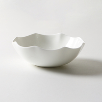 Bol en porcelaine blanche gaufrée irrégulière, assiettes à salade pour restaurant – Vente chaude