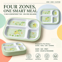 Assiette de service en mélamine de 11 pouces pour contrôle des portions, durable, pour hôtels, buffets, cafés et snacks - Fabricant OEM/ODM