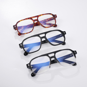 Wholesale Double Bridge Pilot Acetate <b>Eyeglass</b> <b>Frames</b> Vintage Retro Spectacle <b>Frames</b> Custom Brand Logo Low MOQ - Product Image 4