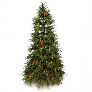 Sapin de Noël artificiel réaliste de 6/7/8 pieds, branches complètes, aiguilles en PE floquées, lumières <span class=keywords><strong>LED</strong></span> |   Décoration de Noël d'intérieur haut de gamme - Product Image 2