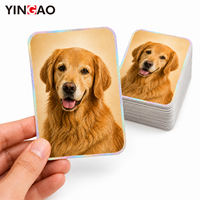 Autocollants holographiques personnalisés en points de cristal pour boîte d'expédition pour animaux de compagnie et lit pour chat, autocollants découpés sur mesure pour portrait d'animal personnalisé