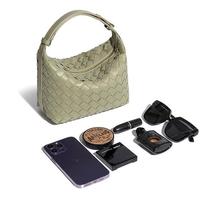 Sac à main de créateur de niche, sac fourre-tout tissé, petit motif géométrique frais, sac sous le bras avec fermeture à glissière et doublure en polyester