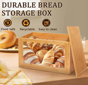 Bánh Mì lưu trữ <span class=keywords><strong>bin</strong></span> góc bánh mì thủ môn tre bánh mì lưu trữ container cho tự chế với cửa sổ trong suốt - Product Image 5