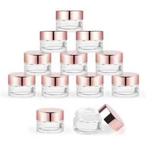 Glass Jars Transparent Luxurious 5g With Rose Gold Cosmetic Packaging Plastic Clear Solid Screw Jars For Skin Care Products