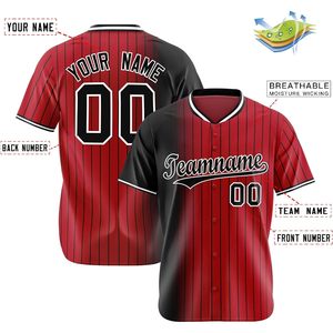 Maillot de baseball personnalisé à rayures unisexe pour adulte, avec nom et numéro personnalisés, design dégradé, vêtement de sport anti-humidité - Product Image 2