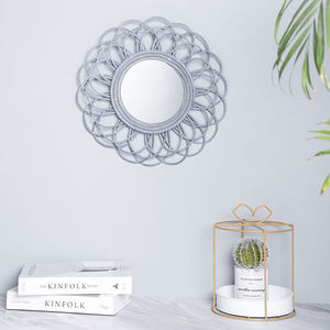Flower Shape <b>Wall</b> <b>Mirror</b> <b>Silver</b> <b>Mirror</b> Handmade Decorative <b>Mirror</b> For Living Room Entryway Dressing <b>Mirror</b> - Product Image 4