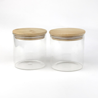 Bocaux de conservation alimentaire en verre transparent avec couvercle en bambou – Durables et portables pour la cuisine et le camping (aliments et noix)