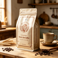 Sac à café en aluminium de qualité alimentaire, 1 kg, imprimé en héliogravure personnalisé, résistant à l'humidité, fond plat, scellé sur huit côtés