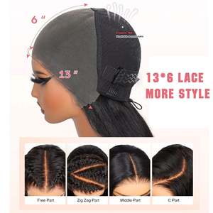 Perruque sans colle prête à porter, 100 % cheveux indiens bruts, avec dentelle HD transparente, pour femmes noires, cheveux fins et longs - Product Image 5