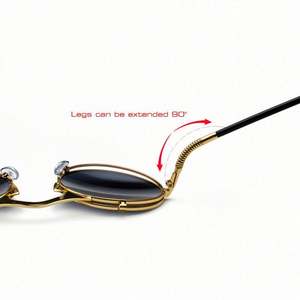 Gafas de Sol Steampunk Retro de Moda al por Mayor para Hombre y Mujer, Gafas de Sol Redondas Plegables con Protección UV400 - Product Image 4