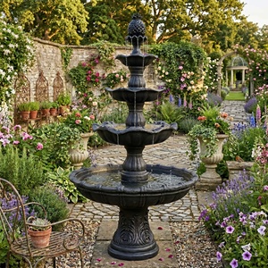 <span class=keywords><strong>Fontaine</strong></span> d'eau de jardin électrique portable à 4 niveaux, autoportante, <span class=keywords><strong>en</strong></span> résine, finition peinte, style antique - Product Image 3