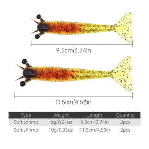 Esca <span class=keywords><strong>Artificiale</strong></span> Morbida Bionica a Forma di Gamberetto da 6g 10g, 2 Pezzi <span class=keywords><strong>per</strong></span> Confezione, <span class=keywords><strong>per</strong></span> <span class=keywords><strong>Spigola</strong></span> d'Acqua Dolce e Salata, Affondante, in PVC, <span class=keywords><strong>per</strong></span> Pesca dalla Barca HTS01 - Product Image 2