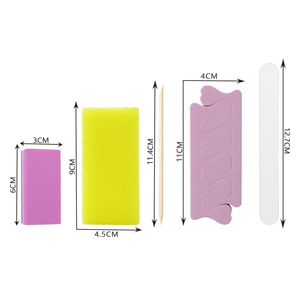 Lot de 5 coussinets en pierre ponce violette et lime à ongles en bois Kit de pédicure Ensemble de manucure jetable pour séparateur d'orteils Salon Spa inclus - Product Image 4