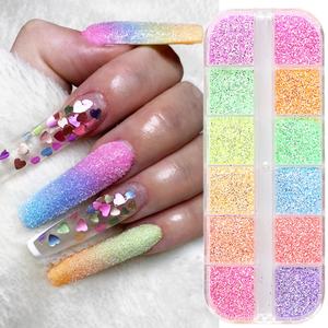 12 grilles ongles sucre poudre holographique paillettes <span class=keywords><strong>pull</strong></span> sable revêtement effet <span class=keywords><strong>bleu</strong></span> rose Pastel Pigment bricolage Gel vernis décoration - Product Image 6