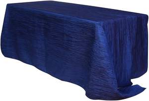 Nappe rectangulaire en taffetas froissé de 90x132 pouces-Bleu marine, linge de <span class=keywords><strong>table</strong></span> rectangulaire pour tables rectangulaires de 8 pieds - Product Image 5