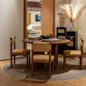 Chaise de salle à manger rétro en bois massif avec dossier en corde et assise rembourrée pour adultes - Product Image 3