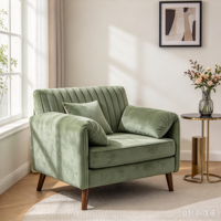 Fauteuil de lecture moderne surdimensionné 43 pouces en chenille verte avec dossier matelassé et passepoil, accoudoirs rembourrés, pieds en bois, en PU, pour salon