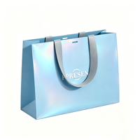 Sacs cadeaux holographiques laser en papier d'art biodégradable et recyclable, personnalisés en gros, pour bijoux, chaussures et vêtements