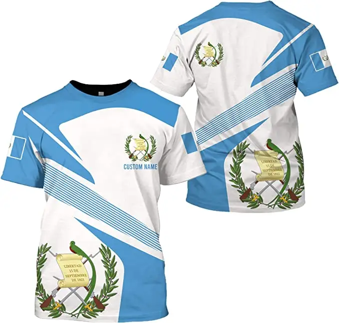 Custom Private Label Guatemala Flag T Shirt for Men New Design Wholesale Quick Dry Breathable Tshirts Men's Clothing Premium Top