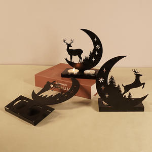 <b>Black</b> Iron Reindeer Creative Candle Holder <b>Christmas</b> <b>Decoration</b> Indoor Ambiance Ornament Candle Holder - Product Image 2