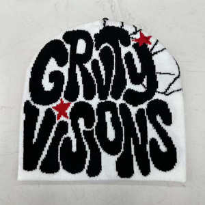 Bonnet Halcyon Conture Gravity Wagon Blanc Noir Rouge Étoile Jacquard Tricoté 100% Coton Respirant Imperméable Unisexe Adulte - Product Image 1
