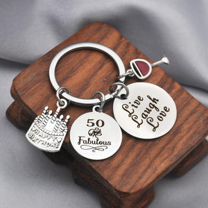 50th Birthday Gift portachiavi in metallo Live Laugh Love ciondolo in acciaio inossidabile portachiavi regalo 10th 20th 30th Birthday Keyring - Product Image 4