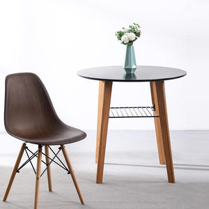 Table à manger ronde en bois massif nordique, combinaison noir et blanc stable pour salle à manger - Product Image 2