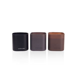 Vela Aromática en Recipiente Metálico Cuadrado, Minimalista, de Parafina con Mecha de Madera para Decoración del Hogar - Product Image 4