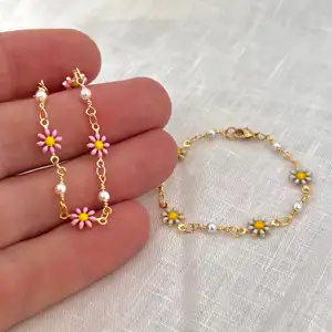 Ouj Gouden Bloemenarmband Voor Meisjes, Kinder Roze Witte Daisy Armband, Baby Armband, Verjaardagscadeau