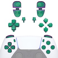 Manette PS5 BDM-030/040/050 : Ensemble complet de boutons (D-pad, R1, L1, R2, L2, Share, Options, Face) vert et violet caméléon