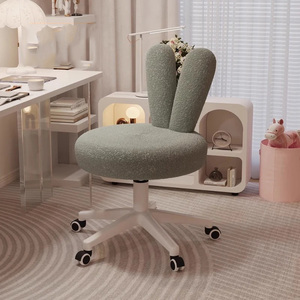 Chaise de maquillage à oreilles de lapin avec banc de maquillage rotatif réglable Chaise à dossier crème pour salon - Product Image 4