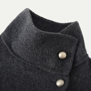 <span class=keywords><strong>Manteau</strong></span> en laine double face <span class=keywords><strong>mi</strong></span>-<span class=keywords><strong>long</strong></span> à col montant pour <span class=keywords><strong>femme</strong></span> pardessus d'hiver avec décoration de bouton teint uni chaud - Product Image 4