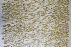 Vàng Sang Trọng Cô Dâu Vải Ren Sáng Bóng <span class=keywords><strong>Sequin</strong></span> Đính Cườm Ren Vải Cho Buổi Tối Ăn Mặc HY1936-3 - Product Image 6