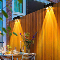 Lampes murales solaires à capteur pour colonnes, éclairage d'ambiance extérieur étanche pour cours et jardins, projecteurs muraux